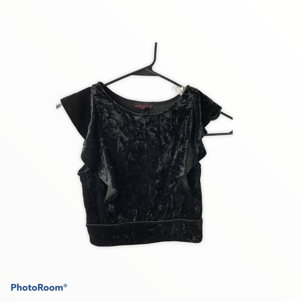 NWT Material Girl Small Black Velvet Sleeveless Full Zip Top‎